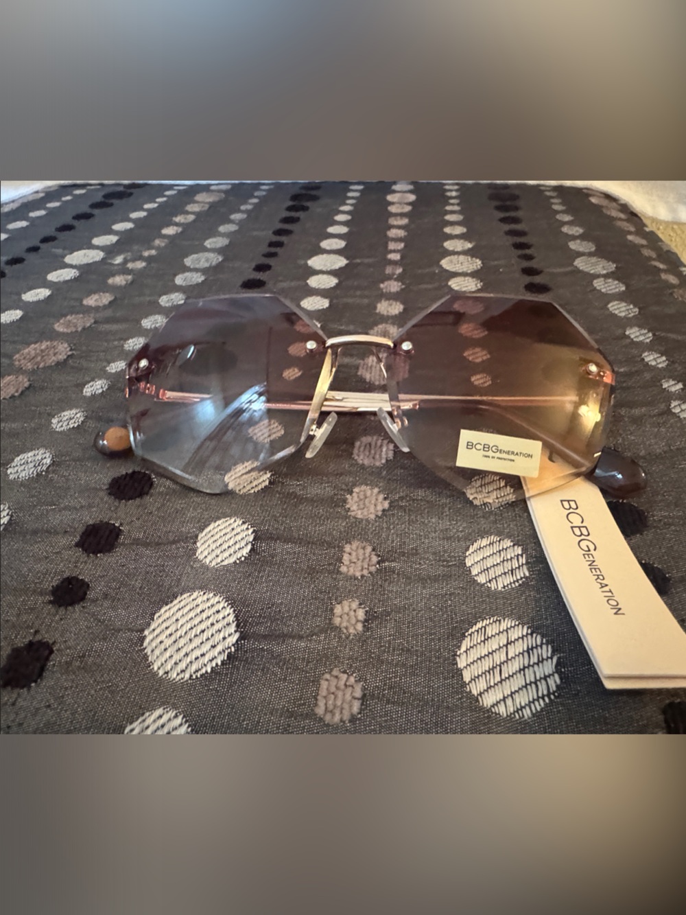 BCBGeneration Rimless Sunglasses with Gradient Brown-Pink Lenses